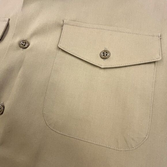 US Navy Flying Cross Uniform Shirt Mens L Khaki Classic Regulation Perma Press - Picture 3 of 11